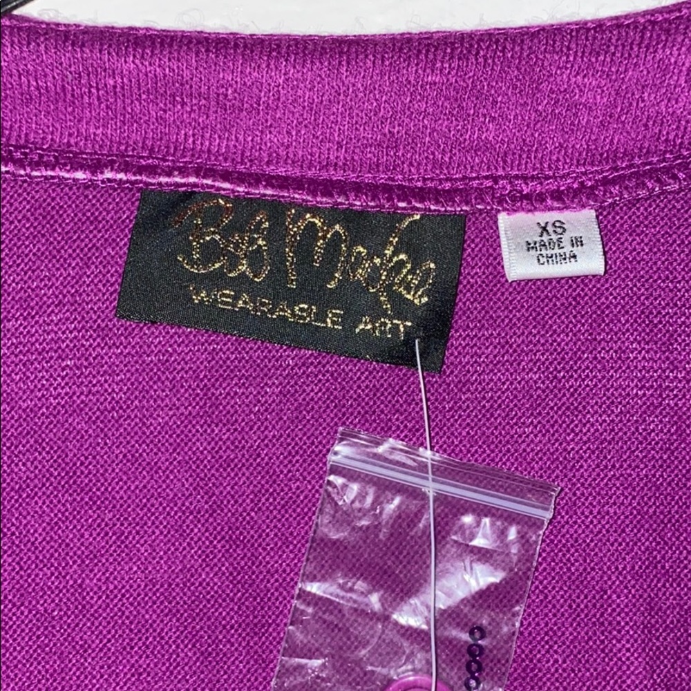 Bob Mackie- NWT magenta sequin cardigan - Picture 4 of 5